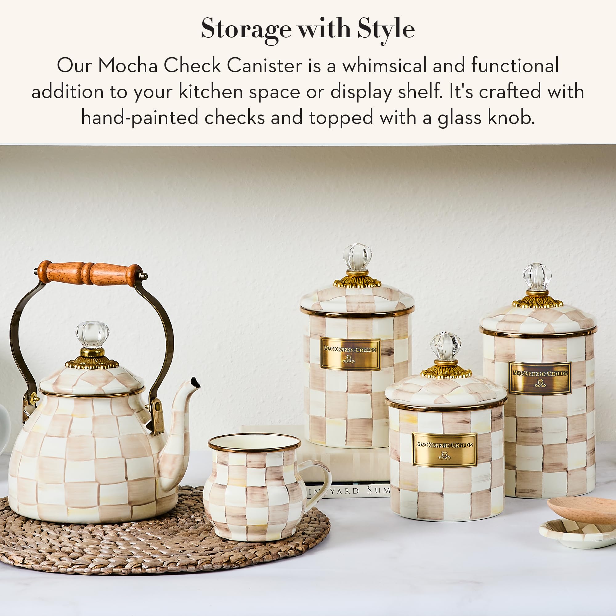 Amazon.com: MACKENZIE-CHILDS Large Enamel Canister, Kitchen